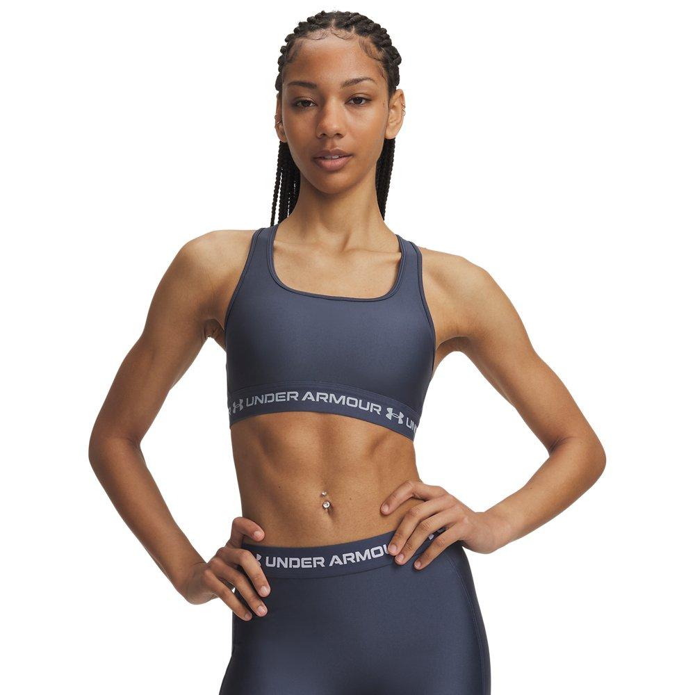 Under Armour Women's Crossback Mid Support Sports Bra - Grey/Blue - GREY/BLUE